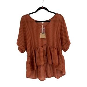 Blu Pepper Rust Striped Blouse